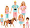 Familie Puppen Set von 7 Personen mit Welpen und Pferd Zubehör Inklusive 11.5 Zoll schwanger Mama, Papa, 4 Kinder und ein Baby im Bauch der Mutter für 3-12 Jahre Kleinkind Geschenk (Geschenkbox Paket)