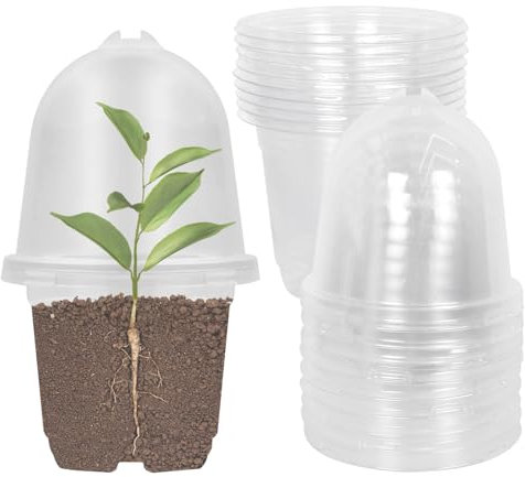 KYSUN 12 Pezzi Vaso per Piante in Plastica Trasparente con Cupola Coperchio, Vaso per Piante in Plastica Vasi di Partenza per Piantine con Fori di Scarico, per semi, piantine, piante grasse, talee