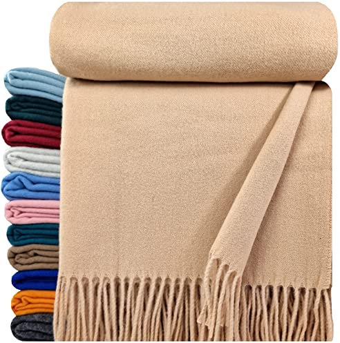 STTS International Wolldecke 100% Schurwolle Wohndecke in versch. Farben 140 x 200 cm Tagesdecke Schurwolldecke Woll-Plaid Tirol (Beige (einfarbig), 140 x 200 cm)