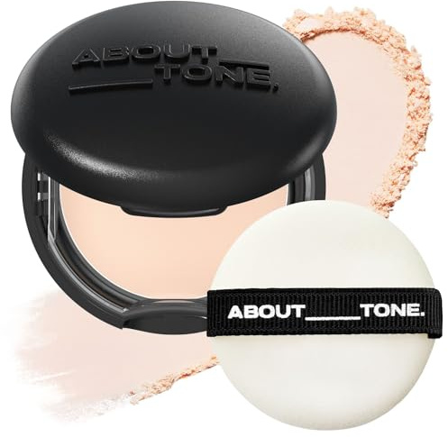 ABOUT TONE Blur Powder Pact 0.32oz - Pressed Powder Compact with Mirror and Puff Makeup Setting Finishing Blurring Natural Translucent Lightweight Face Sebum Oil Control Vegan Formula (1.5 COOL FAIR)