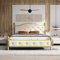 Dalred Modern Metallbett, Bettgestelle mit Lattenrost, Bettrahmen mit Kopfteil, Gästebett, Jugendbett für Schlafzimmer, Gästezimmer, 140 * 200 cm, golden