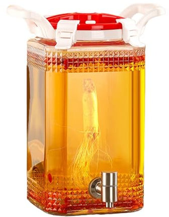 NJDQFA Distributeur De Boissons,Distributeur De Boissons en Verre,Distributeur De Boissons en Verre avec Couvercle,Distributeur De Boissons,B Faucet,10L