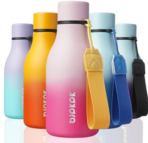 BJPKPK Insulated Water Bottles, 12oz Stainless Steel Metal Water Bottle with Strap, BPA Free Leak Proof Thermos, Mugs, Flasks, Reusable Water Bottle for Sports & Travel, Sakura