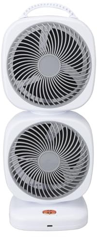 Gugxiom Ventilador de Torre Pequeña, Ventiladores de Mesa Oscilantes, Oscilación de 350°, 5 Velocidades, Ventilador de Escritorio USB Portátil de Doble Capa para Dormitorio, Oficina,