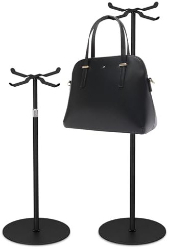 Mordx 2packPurse Display Stand,Tabletop Adjustable Hook Handbag Display Stand,cross-shaped Metal Scarf Purse Display Stand,for Home or Store (Black)
