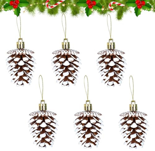 Weihnachtsbaumkugeln, Glänzend Matt Splitterfrei Weihnachtsbaumschmuck, Innen und Außen Weihnachtsbaum Haus Party Dekoration (Brauner Tannenzapfen 6Stk)