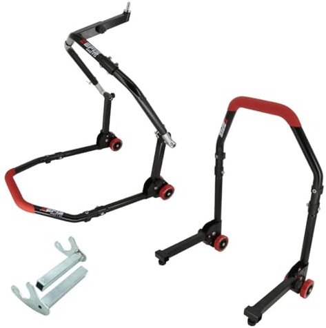 SEFIS M20 Motorradständer Set vorderer Lenkkopf und Hinterrad Motorradheber Serviceständer Front und Heck Motorrad montageständer hinten Motorrad ständer Set (Racing (Haken))