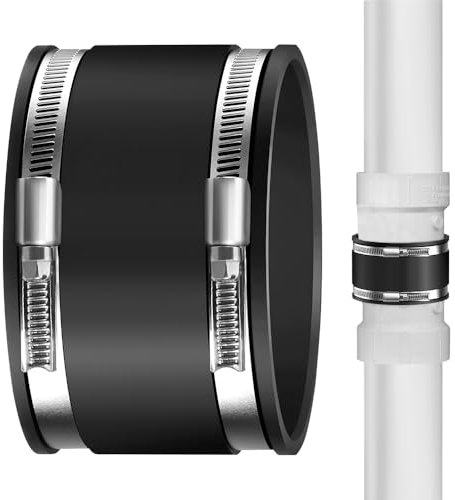 CLIUNT 100 mm Manchon Caoutchouc Tuyau, Raccord Flexible en Caoutchouc avec deux colliers en acier inoxydable, Manchon en caoutchouc flexible, pour ventilateur tubulaire, filtre à charbon