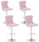 Chummaven Tabourets de Bar Lot de 4 Modernes avec Anneau de Traction Chaise de Cuisine Réglable en Hauteur en Velours Tabouret de Bar Tapissé avec Garniture à Tête de Clou pour Bar Cuisine, Rose