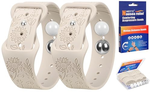 Travel Sickness Bands, Adjustable Acupressure Decoration Wristbands, Acupressure Nausea Relief Band for Morning Motion Sickness, Bands for Car Sea Fly Sickness-Starlight