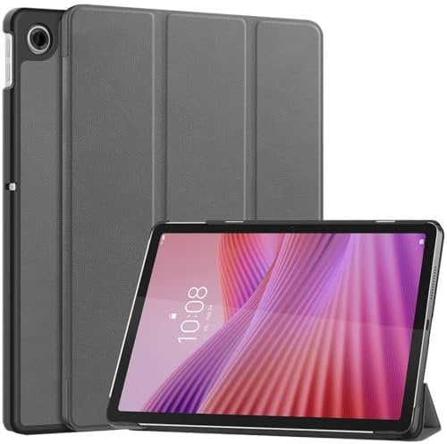 SATURCASE Case for Lenovo Tab 10.1 2025 / Lenovo Tab K10 Gen 2 10.1 inch, PU Leather Flip Foldable Folio Stand Slim Light Auto Wake Up/Sleep Protective Tablet Cover (Gray)