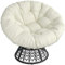 Yaheetech Papasansessel 360° Drehbar, Gemütlicher Loungesessel Outdoor Rund mit 18 cm Dicke Kissen, 101 cm Größe Rattansessel aus PE-Rattan, Korbsessel für Garten/Balkon/Wohnzimmer, Schwarz/Beige