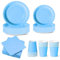 WOOPARTY Set Stoviglie Carta Monouso Celeste 112 Pezzi, Festa di Compleanno, Kit per 24 Ospiti