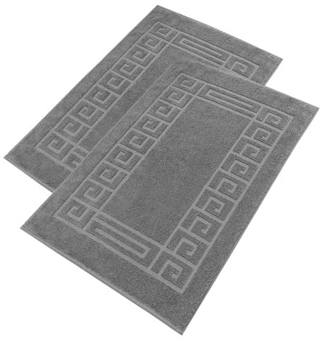 nice homeit – Set 2 Tappeti da Bagno in Spugna - 100% Cotone - Tappetini da Bagno per Doccia di Alta – Extra Morbidi, Assorbenti e Lavabili in Lavatrice - Made in Italy (Grigio scuro, 60 x 90 cm)
