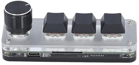 Fdit Mini Teclado Mini de 3 Teclas con RGB -LED Red Switch Red Switch USB C Cable Keyboard para Teclas de Enlace Personalizadas Gaming/Office/Music ABS Acrylic Metal