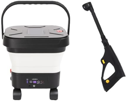 Fenteer Idropulitrice Portatile Cordless con Serbatoio Pieghevole Spruzzatore a Pressione Ricaricabile Pompa Elettrica Regolabile Motore in Rame Adatta per C, Nero Bianco