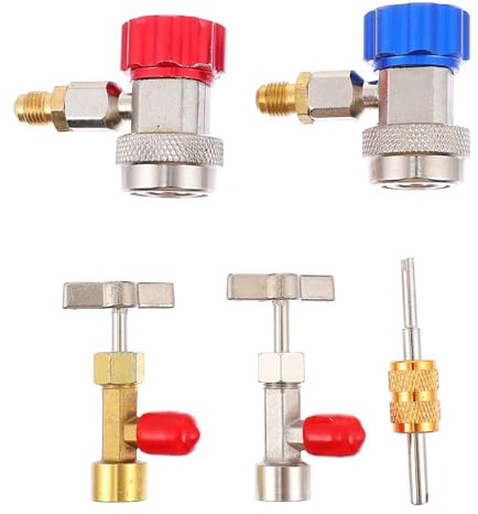 Ciieeo 1 Set Kit Auto con Valvole Autosealing e Adattatore Rimovibile e Strumenti Manutenzione per Climatizzatori Auto Pratico e Facile da Usare