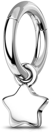 OUFER 16G Helix Ohrring Titan G23 Rook Piercing 6/8 mm Clicker Durchsichtiger CZ Stern Ohrpiercing Daith Septum Hinged Segment Körperschmuck für Frauen