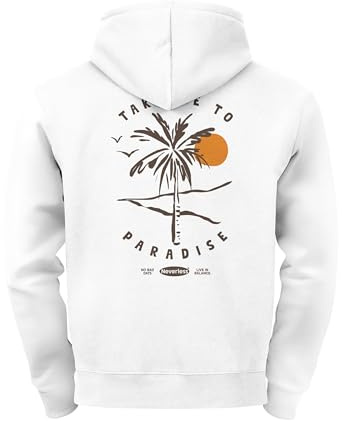 Neverless® Herren Hoodie Backprint Paradise Design Kapuzenpullover mit Palmen Sonnenuntergang Summer Vibes Männer Fashion