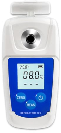 MeevrgR Digitales Zuckermessgerät mit wasserdichtem Design, 0–32 % & 0–55 % Bereich, automatische Temperaturkompensation für Lebensmittel- und Getränketests