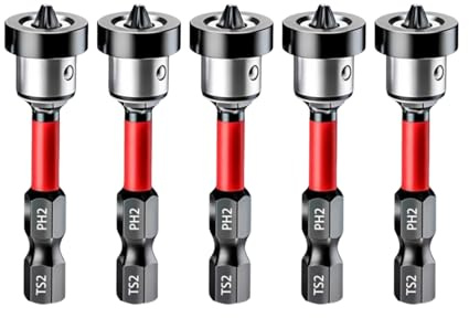 Vauki Magnetische Trockenbau Bit Set, Schwarz-Rot & Rot-Gelb je 5 Stück 10×7cm 65g Zipbeutel, Trockenbauschrauber Rigips Schrauben, Hochfester Rigips Werkzeug 1/4 Sechskantschaft Bohrmaschine