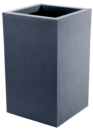 mgc24 Blumenkübel hoch 29,5 x 29,5 x 49,5 cm Basaltoptik, anthrazit grau | Quadratischer Pflanzkübel mit 36 L Volumen für Garten, Terrasse & Balkon | wetterfest, leicht & robust