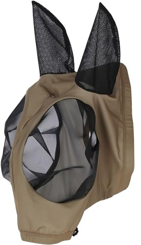 COVALLIERO Fliegenmaske Pferd FinoStrech Zipper FS26 | feinmaschiger Fliegenschutz mit Reißverschluss | elastisch & leicht | Schutz für Augen und Kopf