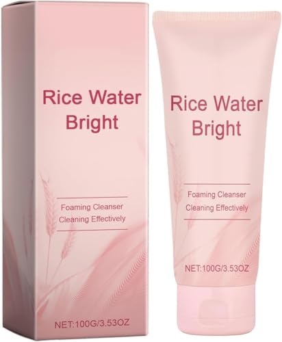 Rice Water Bright Facial Foaming Cleanser, Gentle Face Wash for Hydrating & Moisturizing,Deeply Cleansing,for Glowing Skin, Pores Purifying, Improve Redness