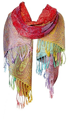 Goood Times Fashion Women's Silk Scarf Luxury Satin Shawl Wraps, Red, Large