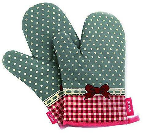 Hitzebeständig Ofenhandschuhe Verdickte Hitzeresistente Topflappen Backhandschuhe aus Baumwolle und Polyester