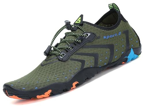 SAGUARO Badeschuhe Strandschuhe Aquaschuhe Wasserschuhe Surfschuhe Schwimmschuhe für Damen Herren Kinder,Neu-Grün,43 EU