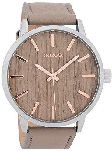 Oozoo Herrenuhr mit Lederband Wood 45 MM Braun Holz/Taupe C9257