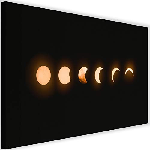 Leinwandbild XXL Mondfinsternis Wandbild Kunst Mond Astronomie Orange 120x80 cm