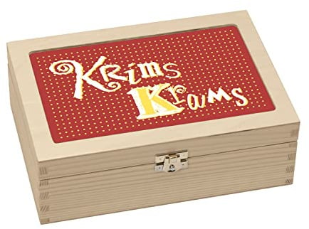 Contento Utensilienbox KRIMSKRAMS, Holzaufbewahrungsbox Bedruckt 23,5x16,5x9cm