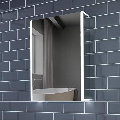 Illuminated Bathroom Mirror with LED Lights 500x700mm IP44 Rated - Grace Heated Bathroom Mirror with Lights and Shaver Socket, Demister Pads & Motion Sensor,Fully Assembled Wall-Mounted Vanity Mirrors