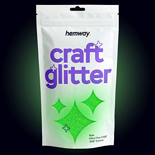 Hemway Craft Glitter - Glow in The Dark Green | 100g Ultrafine Metallic Sequin Flakes for Resin & Epoxy Crafts | Supplies for Tumblers, Cards, Jewellery, Candle, Hair, Face, Body & Nail Art