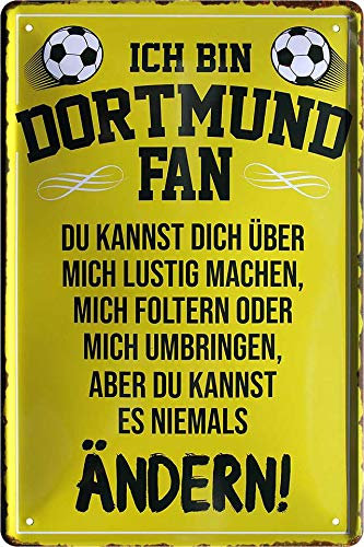 schilderkreis24 - Blechschilder ICH Bin Dortmund Fan Metall Schild für Fußball Begeisterte Deko Geschenkidee 20x30 cm