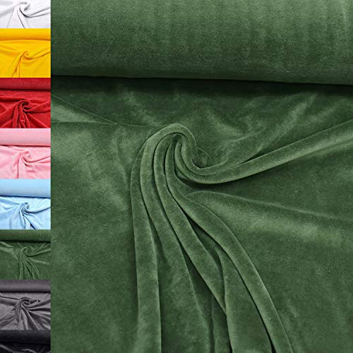 MAGAM-Stoffe Stella Nicki Stoff uni Oeko-Tex Meterware 50cm (15. Khaki Grün)