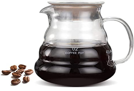 Cafetera de vidrio, servidor de café de 500 ml, tetera de vidrio transparente para hacer café de goteo manual o té