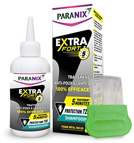 Paranix EXPRESS 5 minutes - Shampooing Anti-Poux et Lentes 100% efficace* : traite et protège – 200 ml – Peigne fin en métal inclus