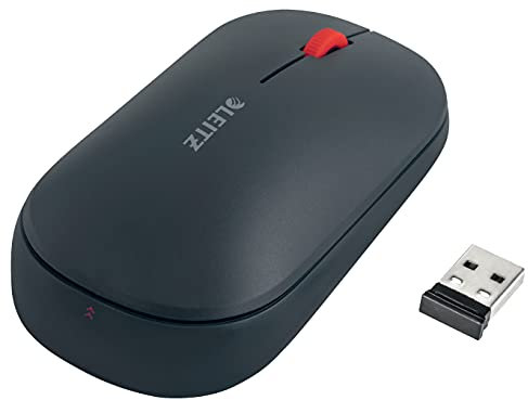 Leitz SureTrack Kabellose Bluetooth-Maus, Beidhändige Maus für Laptop/Computer, Bluetooth oder 2,4 GHz USB-A Dongle Anschluss, Windows, Android & Apple, Cosy Serie, Samtgrau, 65310089