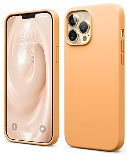 elago Liquid Silicone Case Compatible with iPhone 13 Pro Max Case (6.7), Premium Silicone, Full Body Protection - 3 Layer Shockproof Phone Cover, Anti-Scratch Soft Microfiber Lining (Orange)