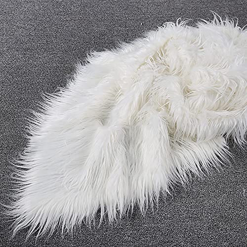 LPLND Qualität Kunstpelzstoff Langhaarplüsch Plüschstoff 170 * 50cm Haarlänge 7-10cm Flauschiger Stoff Windschutz Fell Stoffe Für Kleidungsdekoration, Nähhandwerk (Color:Weiß)
