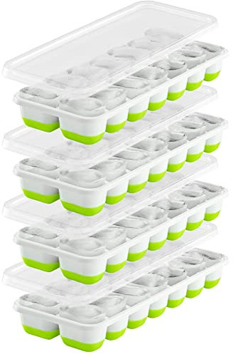 Stampo Ghiaccio con Coperchio, 4 Pezzi Stampi per Ghiaccio, Rilascio Facile, Coperchi Impilabili, Stampo Ghiaccio Silicone per congelatore, Whisky, Cocktail (4 Pezzi, Verde)