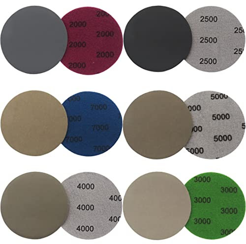 24 Pièces 80mm Papier de Verre Sec à l'eau, Disques Abrasifs Ronds, Tampons de Ponceuse Orbitale Feuilles de Papier Abrasif pour Métal Bois - Grain 2000/2500/3000/4000/5000/7000