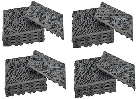 WILSONS DIRECT Interlocking Plastic Garden Tiles - Waterproof, Non-Slip, Durable Decking Tile - Easy Install & Disassemble - Perfect for Outdoor Garden, Pathway, Patio - 30x30cm (20 x Dark Grey Tiles)