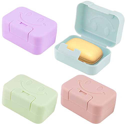 Demarsen 4 Stück Seifendose Reise Wasserdicht Seifenablage mit Deckel Reise Seifenkiste Camping Seifendose für Haus, Badezimmer, Reisen, Camping, Outdoor(Pink, Blau, Grün, Lila)