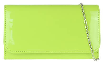 Girly Handbags Damen Lack Clutch glänzend Abendtasche Party Hochzeit Neongrün