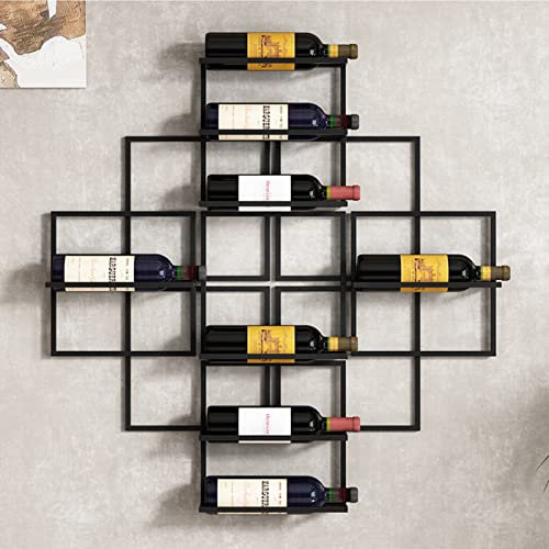 Porte-bouteilles De Vin Mural - Etagere Murale Suspendu - Range Bouteille En Fer Forgé, Cave À Vin Créative Suspendue Au Mur, Présentoir En Fer Forgé À Barre Suspendue, Facile À Installer ( Color : Bl