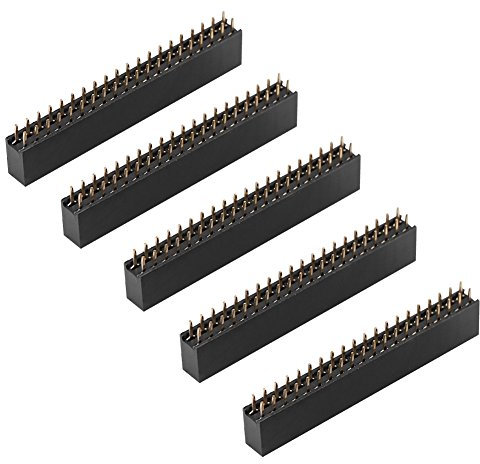 5 Stück Buchsenleisten, 2 X 20 Pins 2,54 M Abstand Buchse, Zweireihig, Kurze Stiftleisten, Leiterplatten-Stiftleiste für Electroniccomponents